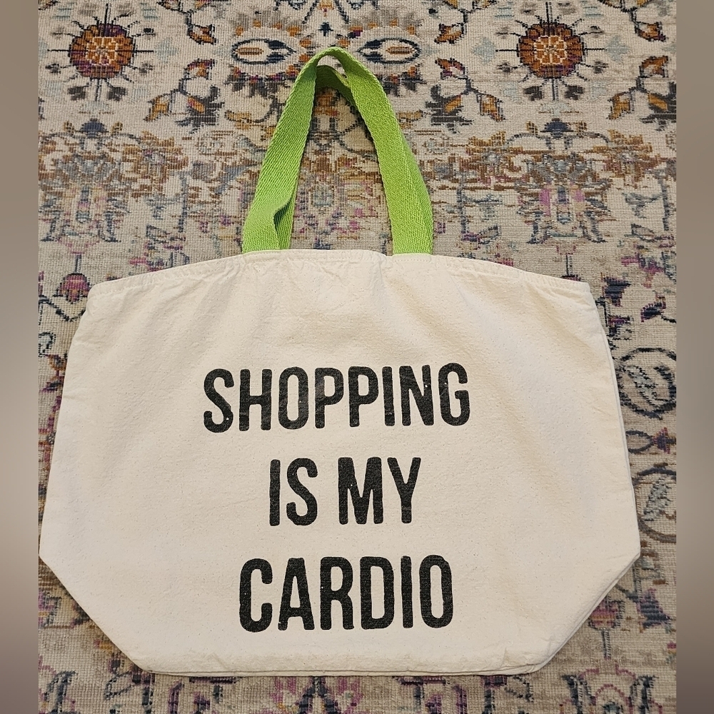 Canvas Graphic Shoulder Tote Bag Lime Handles